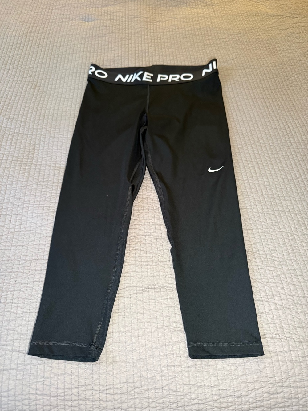 Nike Black Capri Leggings with White Swoosh
